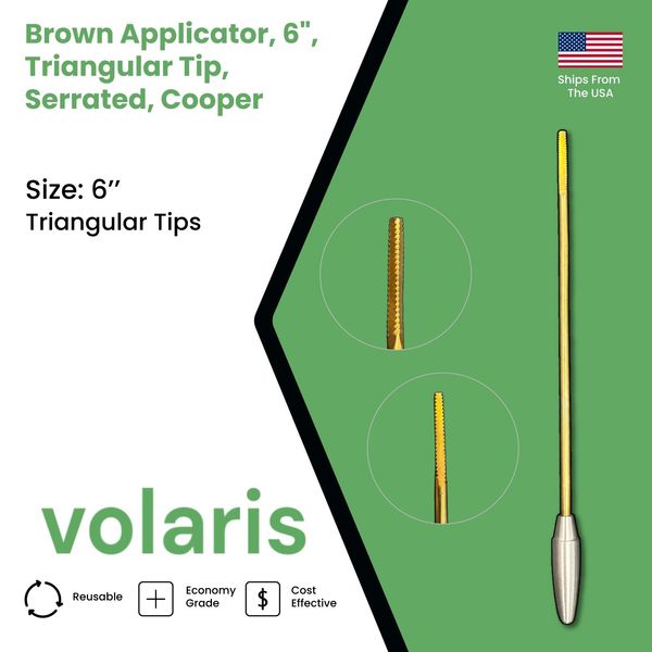 Brown Applicator, 6", Triangular Tip, Serrated, Cooper