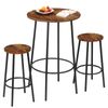 Round Pub Dining Set 3-Piece Small Kitchen Table Set w/Counter Height Bar Stools
