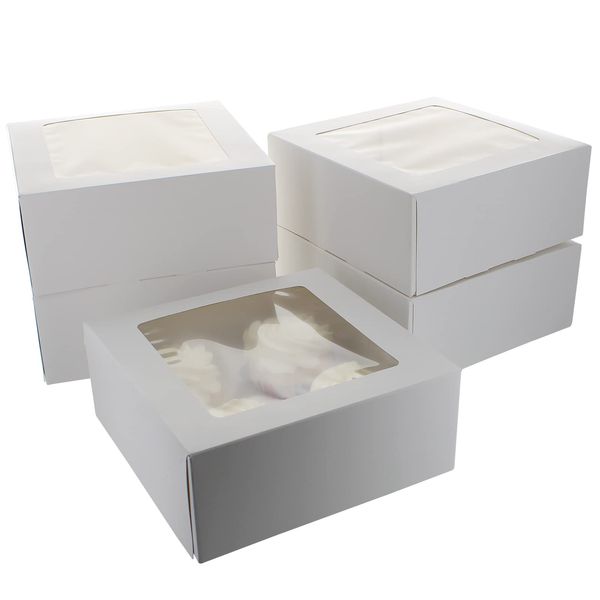 Culpitt 4 Hole Cupcake Box, 5 Pack, White Cupcake Boxes For Carrying And Displaying Tasty Muffins, Fairy Cakes, And Treats