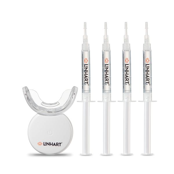 LINHART Teeth Whitening Kit with LED Light - Tooth Whitener Gel, Professional Dental Whitening Gel Syringes with 35% Carbamide Peroxide and 16-Led Whitening Light - No Sensitivity, Whitens Teeth