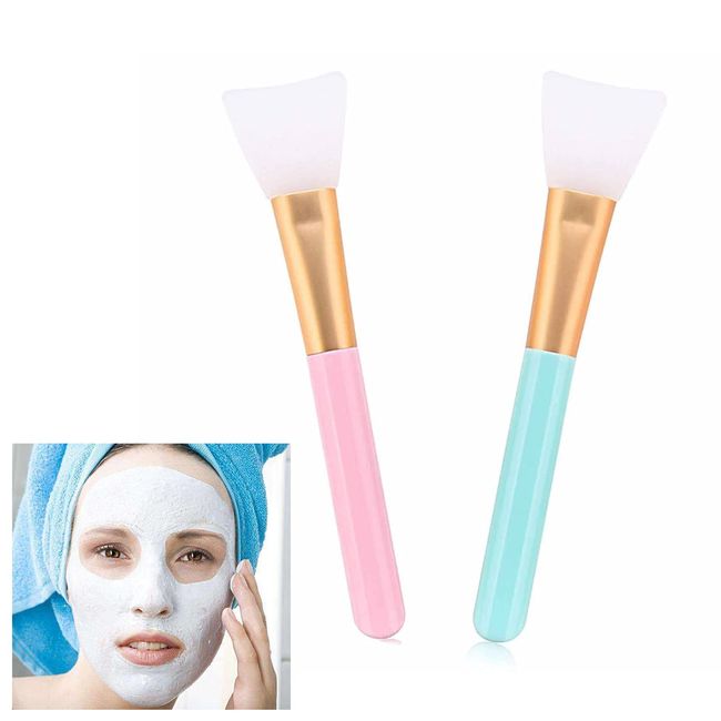 2 Stück Gesichtsmaske Pinsel Haarlose Silikon Kosmetikschaber Gesichtsschlamm Applikator Mischpinsel Make up Beauty Werkzeug für DIY Augenmaske Hautpflege