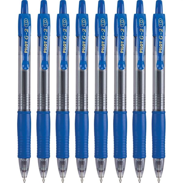 Pilot G2 Blue Gel Pens 8 Count Long Lasting Smooth Writing 1mm Tip