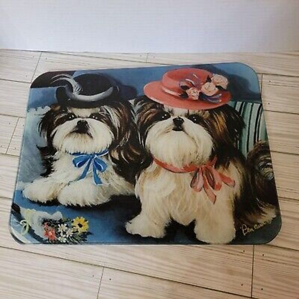 Shih Tzu Glass Trivet Hot Plate Cutting Board Puppies Dogs Pets