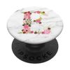WHITE MARBLE PHONE GRIP PINK LETTER E INITIAL - E LETTER E