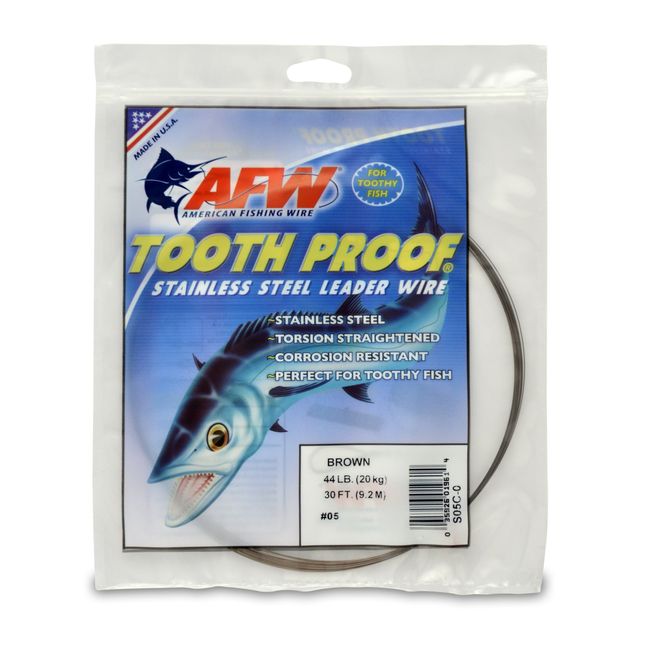 AFW - Tooth Proof - #18 (325 lb/148 kg Test) - Camo Color - 0.25 lb (114 g) Stainless Steel Single Strand Leader Wire