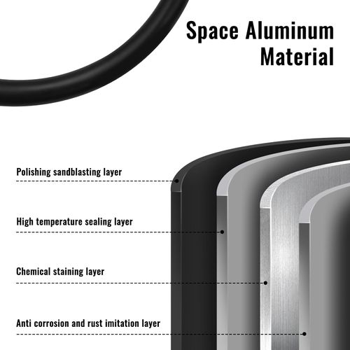 Daily Treasures Matte Black Upgrade Aluminum Stainless Towel Ring Holder with Hook - 2 Pack Adhesive Hand Towel Ring - Bath Towel Rings for Bathroom Wall Organizer Kitchen Storage