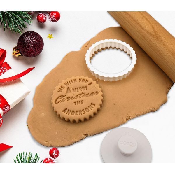 Personalized Christmas Cookie Stamp. 2023 Christmas Cookie Cutter - Personalized Cookie Cutter and Fondant Embosser. Design Merry Christmas - Cookie Stamp Christmas Cookie Mold CO3DPRINT 3"