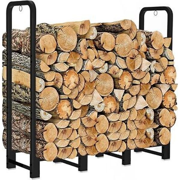 Firewood Rack Stand 4ft Heavy Duty Logs Holder for Outdoor Indoor Fireplace Meta