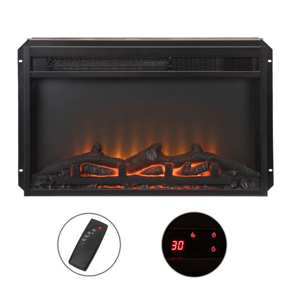 Electric Fireplace Insert 23, Embedded Insert Heater with Log Burn Flame Effect