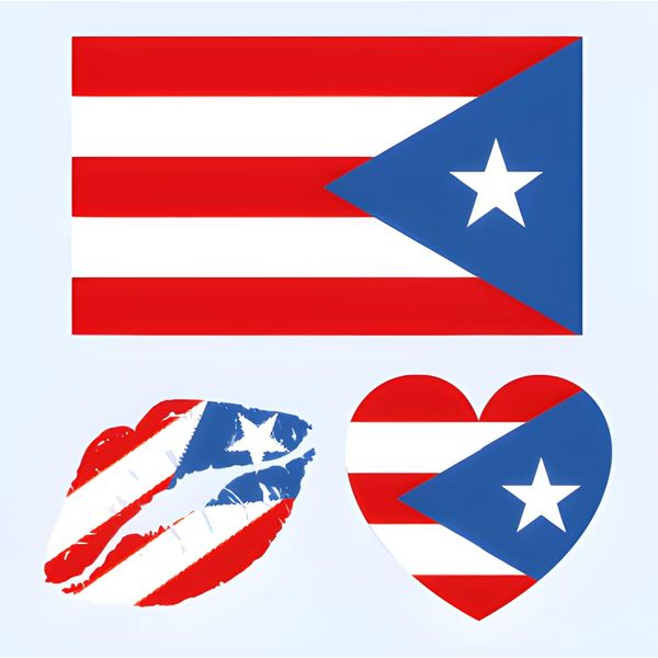 Y&C TENCOB Puerto Rican Flag Tattoos,25 Sheets Puerto Rico Flag Temporary Face Tattoos Stickers,75 Pcs Waterproof Sweat National Flag Tattoos For Men Women Kids(Puerto Rico)
