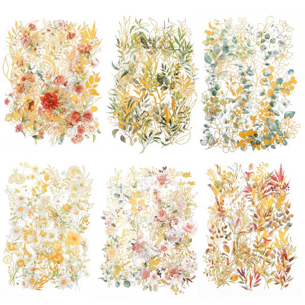 240 Stück Pflanzen Scrapbooking Sticker Blumen Scrapbook Stickers Transparent PET Fotoalbum Sticker Wasserfest Natur-Thema Dekoration Aufkleber Fotoalbum Tagebuch Notizbuch Scrapbooking DIY