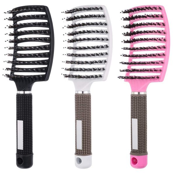 AUXSOUL 3 Stücke Entlüftete Entwirrende Haarbürste Wildschweinborsten Gebogene Haarbürste Detangling Haarstyling Bürste für Styling Hair Brush Set