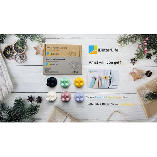 iBetterLife Good Grips Razor Holder - 4Pcs Self Adhesive Silicone Toothbrush Holders Wall Mounted to Mirror for Shower Hanging Towel, Functional Waterproof Hook for Bathroom Kitchen Living Room Office
