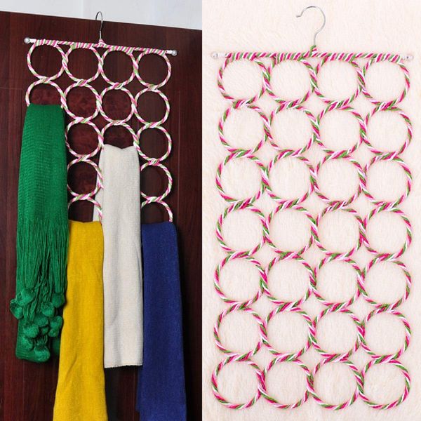 28 Circles Clothes Tie Scarf Rack Hanger DIY Rack Holder Organizer