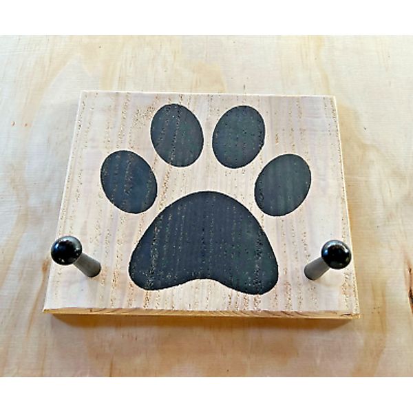 Pet Leash Holder Wall Mount Wood 10.75" x 9" 2 Pegs