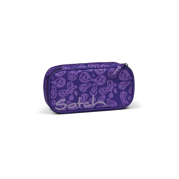 satch Pencil Case Extra Large with Divider Zip Pocket Pen Holder Set Square Viewing Window for Timetable Bright Faces Purple
