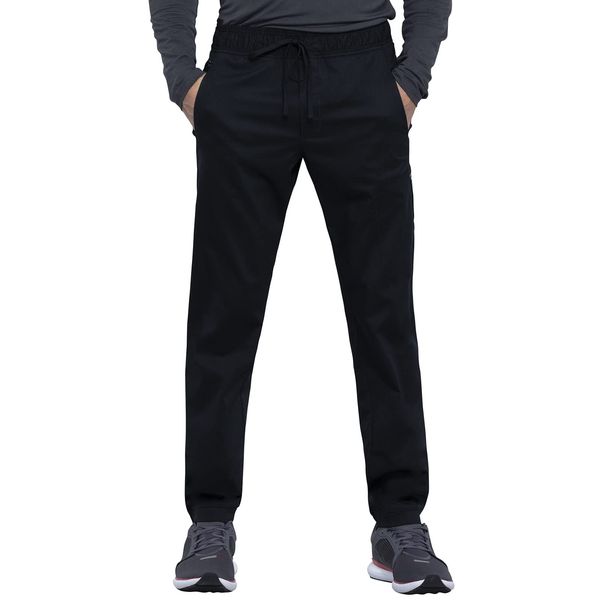 Cherokee Men Scrubs Pant Natural Rise Jogger with Zip Cargo Pocket WW012, M, Black