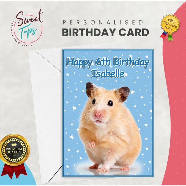 PERSONALISED A5 BIRTHDAY CARD HAMSTER  ANY NAME | AGE