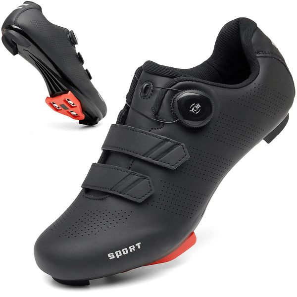 Cycling Shoes for Men Women Road Riding Shoe Compatible SPD Outdoor Indoor Cycling Shoes with Look Delta 218Black37