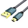 J·LONG Mini USB Cable Braided USB 2.0 to Mini B Cable Data Transfer & Charge Compatible with Dash Cam, PS3 Controller, MP3/4 Player,PDA, Camera, Scanner and More Mini USB Devices (0.5M)