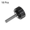HARFINGTON 18pcs Knurled Knobs M4 x 15mm Male Thread 16mm Head Grip Plastic Metric Clamping Knobs Handles Thumb Screws with Threaded Stud, Black