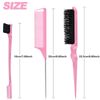 Qufiiry 3 Pcs Slick Back Hair Brush, Edges Brush, Slick Brush Set, Back Combing Brushes, Teasing Brush, Backcombing Brush, For Women Hair Salon Hair Slicking, Pink
