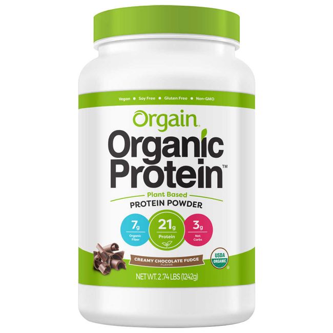 Orgain USDA Organic Plant Protein Powder, Chocolate Flavor 2.74-pounds