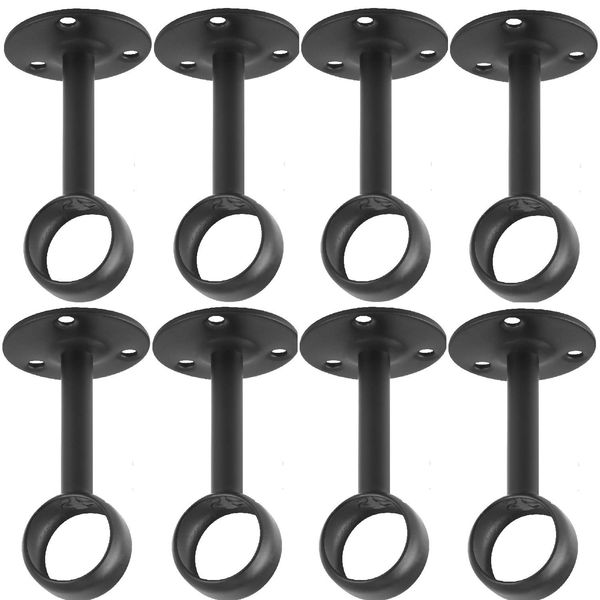 Anndason Curtain Rod Ceiling-Mount Bracket Curtain Rod Brackets Curtain Rod Holders (8 PCS, Black)