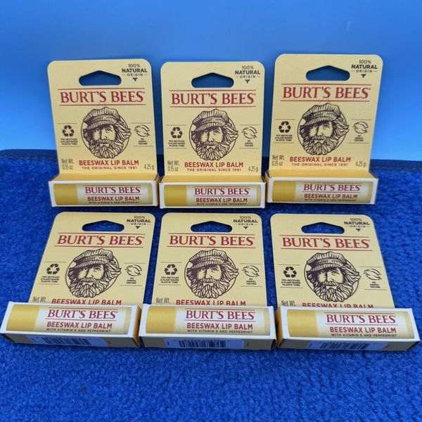 6x Burt's Bees Lip Balm Stocking Stuffers, Moisturizing Lip Care