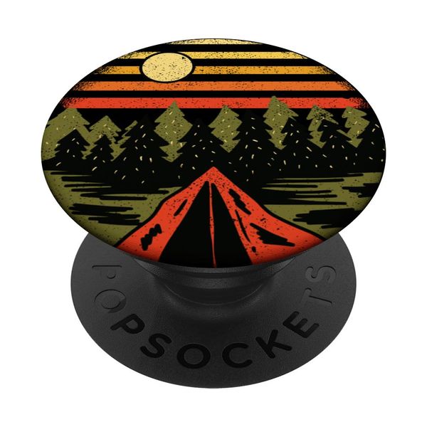 Camping With Tent, Retro Sunset PopSockets Standard PopGrip