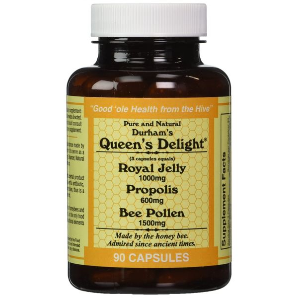 Durham's Queen's Delight (Royal Jelly 1000mg, Propolis 600mg, Beepollen 1500mg) in 3 Daily Capsules