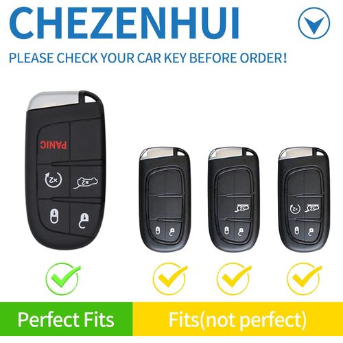 OFF WE GO for Jeep Key Fob Cover with Keychain, Soft TPU Protection Key Case Compatible with Grand Cherokee Renegade Dodge Durango Challenger Journey Smart Key (Silver Black)