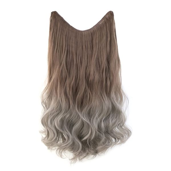 Blue Hair Extension, Blue Collar, Gradient Color, Collar, Wig, Students, Elementary School, High School Students, Halloween, Imechen, Heat Resistant, Small Face, Beautiful Line, Volume (Light Brown/Ash Gray)