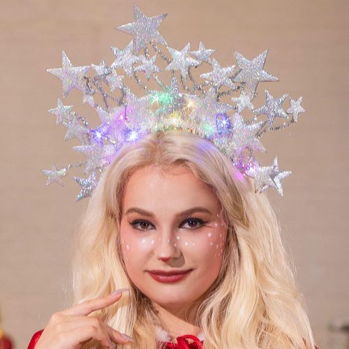 Zoestar Luminous Halo Headband with LED Stars - Hair Accessories for Women and Girls (Silver)