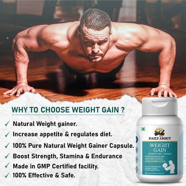 BODY GROW Fast Weight Gain Pills Ayurvedic Muscle & Mass Gainer  60CAPS For Men