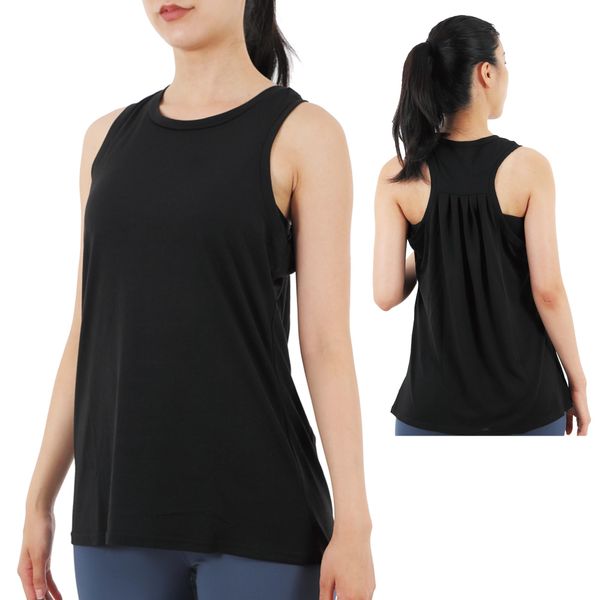 QQOLi Women's Yoga Tank Top, Solid, Stylish, Pilates, Beautiful Shape, Long Length, Sports Wear, Tops and Breathable, Black