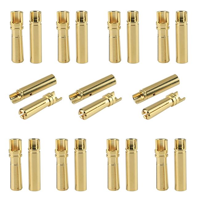 20 Pair Amass 4.0mm Thick Gold Bullet Connector Banana Plug Gold Plated for ESC Battery