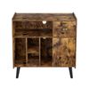 Large Record Player Stand Vinyl Record Storage Cabinet Table w/Power Outlet Legs