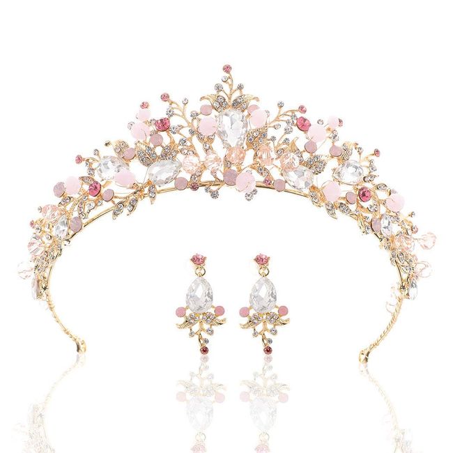 BELLAWOO Women Pink Tiara Princess Crystal Crown for Girls Birthday , Snow White Women Tiaras for Wedding