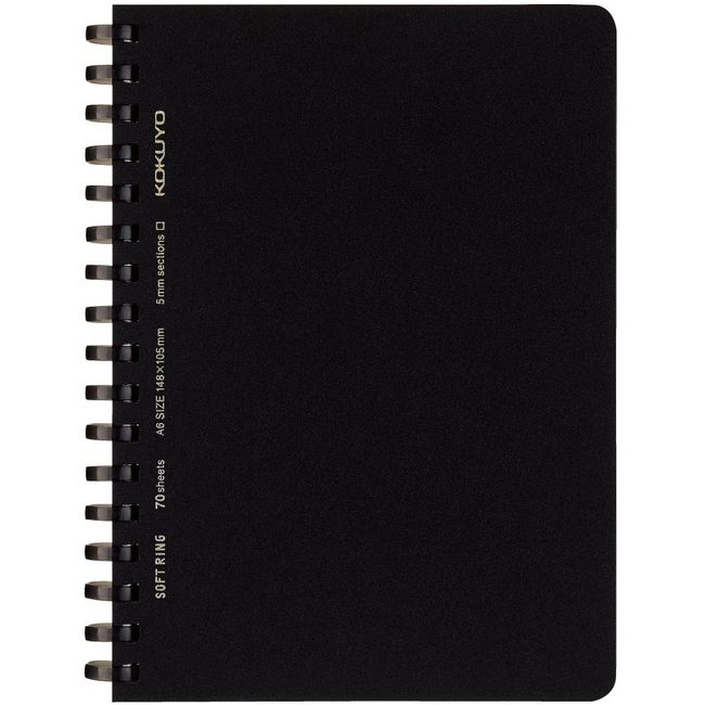 Kokuyo Notebook, Soft Ring, Business Ruled, 70 Sheets, A6, Black, SV457S5-D, Black