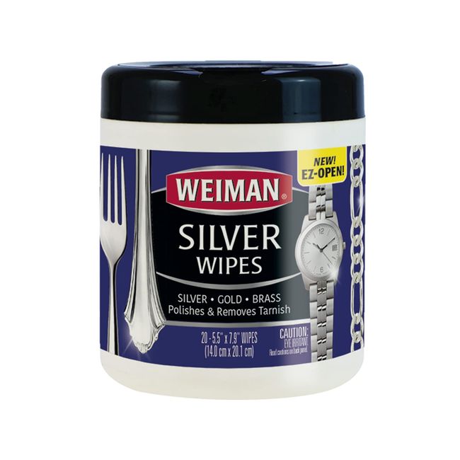 Weiman Silver Wipes for Cleaning and Polishing Silver Jewelry, Sterling Silver, Silver Plate and Fine Antique Silver - 20 Count