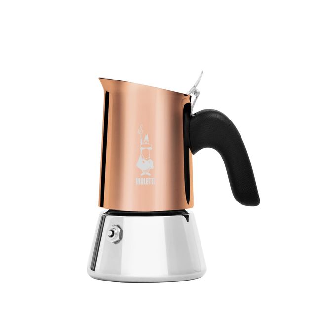 Bialetti New Venus coffee maker 2 cups, anti-burn handle, not suitable for induction, 2 cups (85 ml), stainless steel, color - copper, wattage - 3600