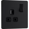 BG Electrical Evolve Single Switched Power Socket, 13A, Matt Black