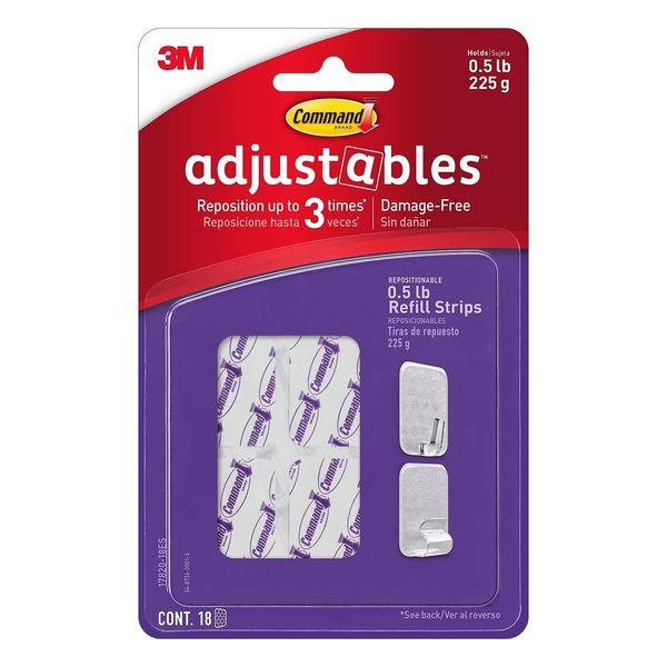 Command Adjustables Repositionable Refill Strips: 18-Pack (Clear) / 18-Pack
