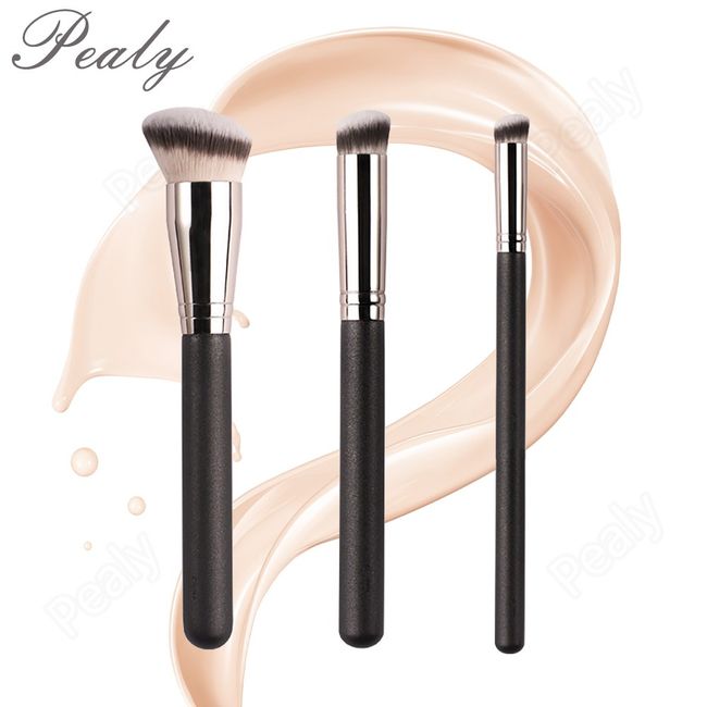 Pealy non-marking foundation brush + round hair concealer brush + 20 concealer brush 1+1+1 powder-free base makeup 3 types of brush 1 set