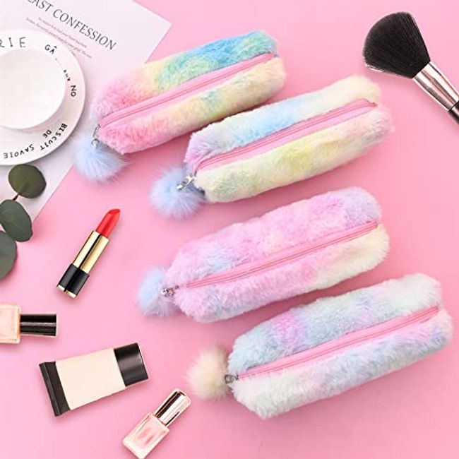 2pcs Small Makeup Bag For Purse Makeup Pouches For Women Aesthetic Cosmetic  Bag Cute Pencil Case Travel Toiletry Bag Fuzzy Makeup Bag Makeup Brushes S