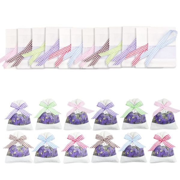 Geila 24pcs Sachet Empty Bags Linen Fabric Bags Organza Gauze Bags for Lavender, Spice and Herbs (24 pcs)