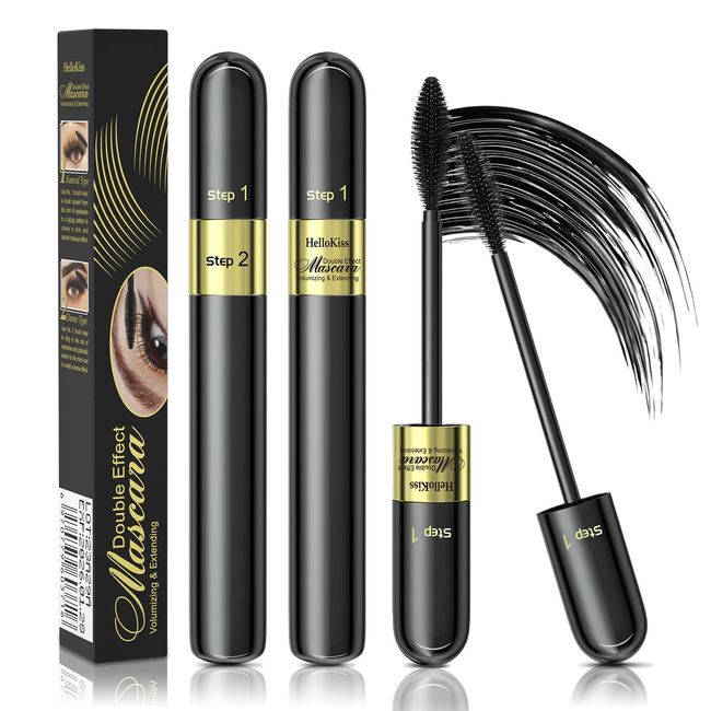 Wimperntusche, 4D Seidenfaser wasserdichte, Natürliche und False Lash Look Verlängerung, Volumen Eyelash Mascara Wasserdicht Langlebig Natürlich, Extra Lange Wimpern-Wimperntusche und Dick