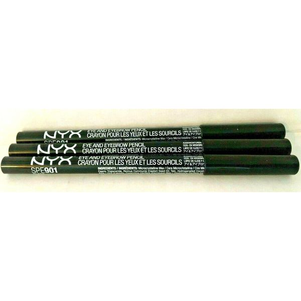 NYX EYE AND EYEBROW PENCIL SPF 901 BLACK MADE IN GERMANY  !! BUNDLE OF 3 !!