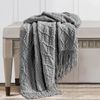 BOURINA Throw Blanket Textured Solid Soft Throws and Blankets for Sofa or Bed Knitted Decorative Blanket 127x178cm Light Grey